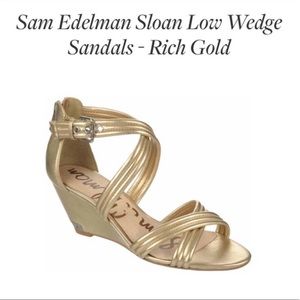 Sam Edelman Gold Sloan Low Wedge Sandals Size 8